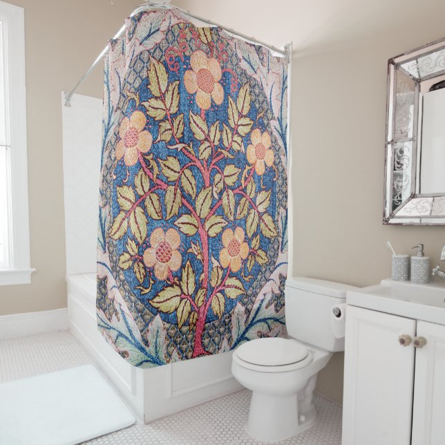 Rideaux De Douche Rose Wreath, William Morris (En situation)