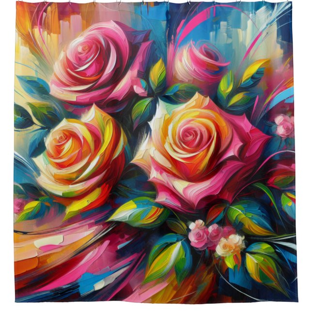 Rideaux De Douche Roses acryliques (Devant)