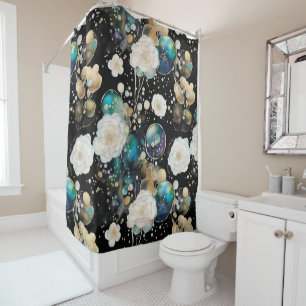 Rideaux De Douche Roses Et Bulles Abstraits