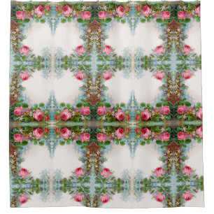 RIDEAUX DE DOUCHE ROSES ET JASMINES FLORALE VINTAGE