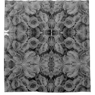 Rideaux De Douche Roses gris, photo florale grise