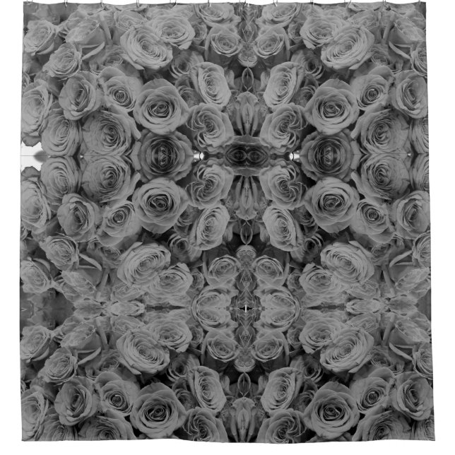 Rideaux De Douche Roses gris, photo florale grise (Devant)