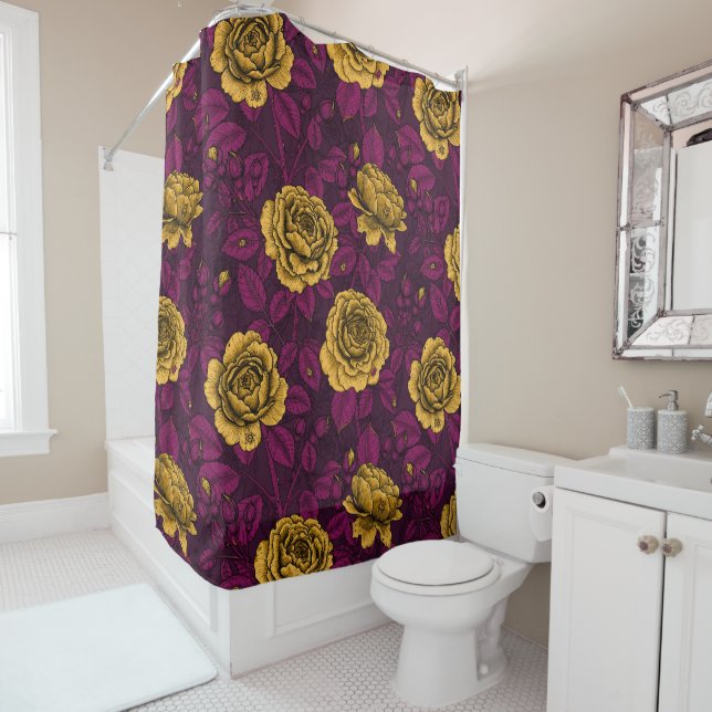 Rideaux De Douche Roses jaunes (En situation)