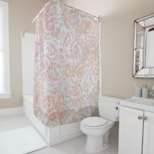 Rideaux De Douche roses vintages en crème - motif floral