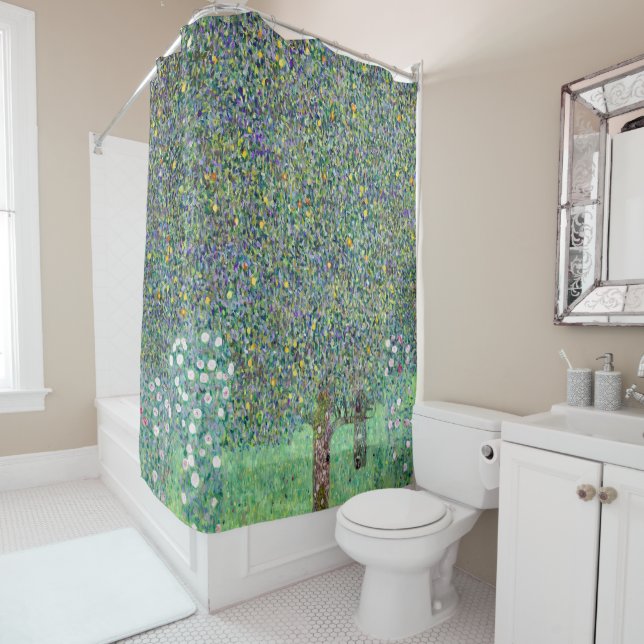 Rideaux De Douche Rosiers Sous Les Arbres, Gustav Klimt (En situation)