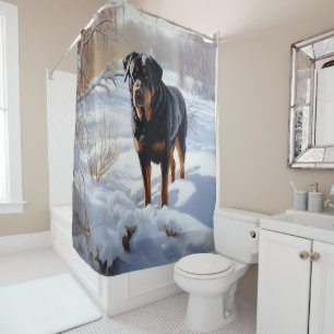 Rideaux De Douche Rottweiler Laisser neiger Noël