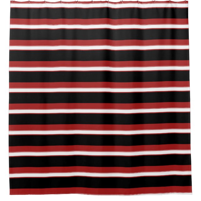 Rideaux De Douche Rouge Blanc noir rayures Chic rayure (Devant)