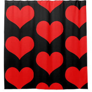 Rideaux De Douche Rouge Coeur Motif mignon Noir Couleur personnalis