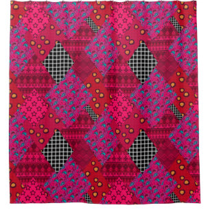 Rideaux De Douche Rouge Crimson coloré patchwork