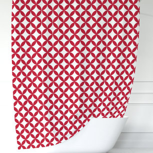 Rideaux De Douche Rouge et Blanc Géométrique