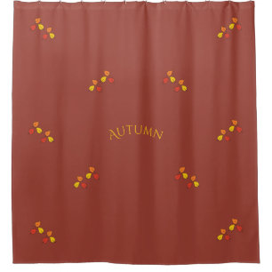 Rideaux De Douche Rouge foncé moderne avec feuilles d'automne or