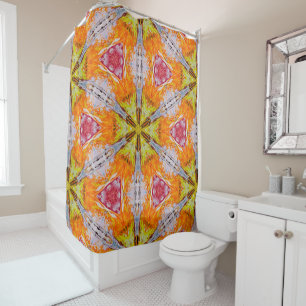 Rideaux De Douche Rouge, orange, jaune Abstact