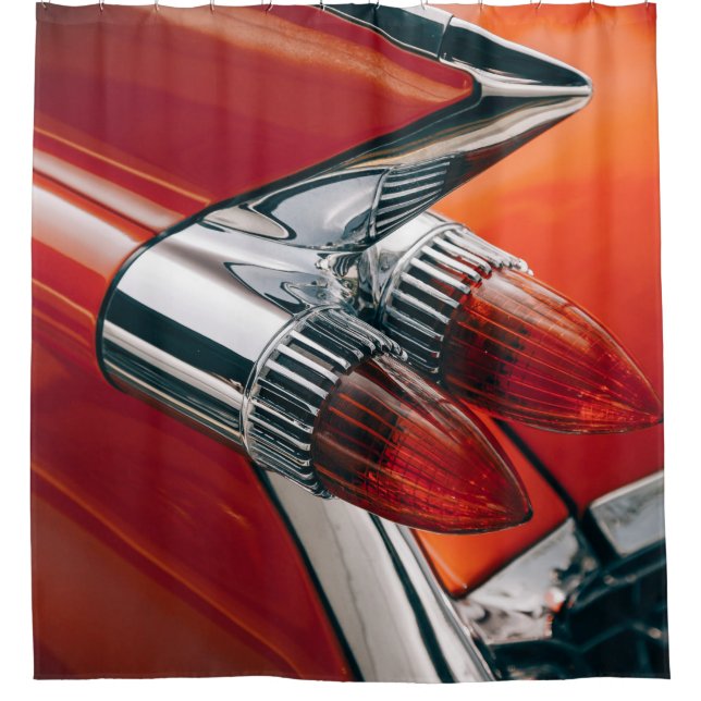 Rideaux De Douche Rouge Vintage Cadillac Voiture Rideaux Douche Ride (Devant)