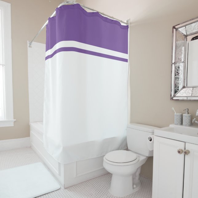 Rideaux De Douche Rouge violet blanc moderne Top Racing Stripes (En situation)