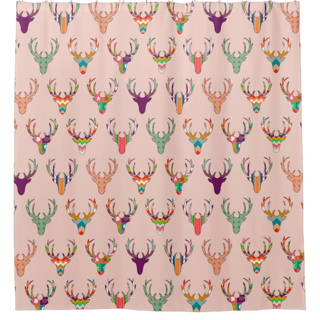 Rideaux De Douche rougissement de la tête de cerf rétro (Devant)