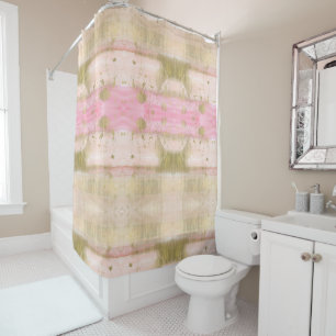 Rideaux De Douche Rougissent l'aquarelle fascinante d'or rose