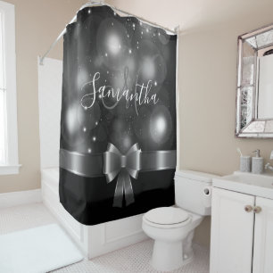 Rideaux De Douche Ruban noir et blanc