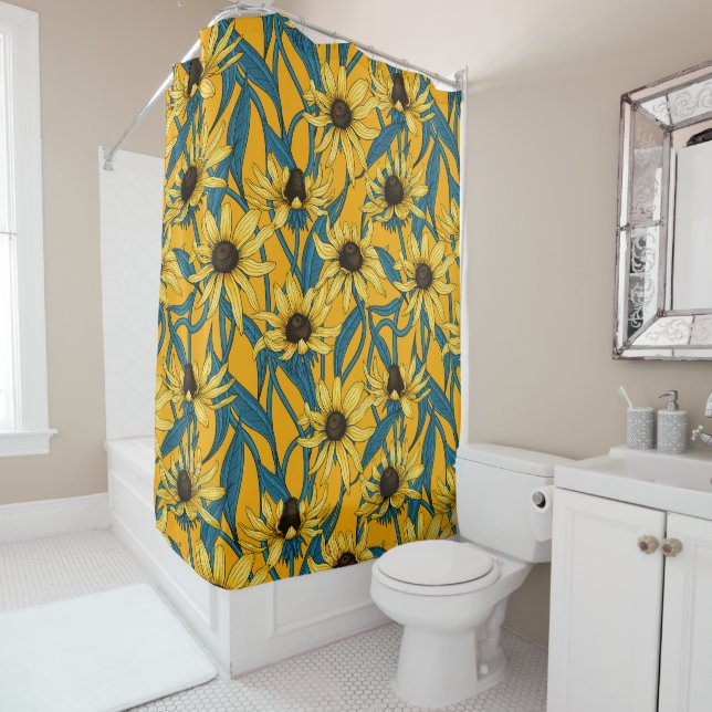 Rideaux De Douche Rudbekia jaune (En situation)