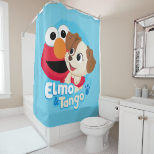 Rideaux De Douche Rue Sésame   Badge Elmo & Tango