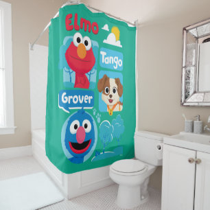 Rideaux De Douche Rue Sésame Elmo, Tango, & Grover Park Graphic