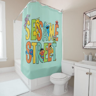 Rideaux De Douche Rue Sésame   Sesame Street Type Pals