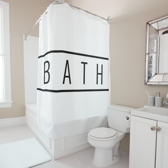 Rideaux De Douche Russe Farmhouse Chic White Black (En situation)