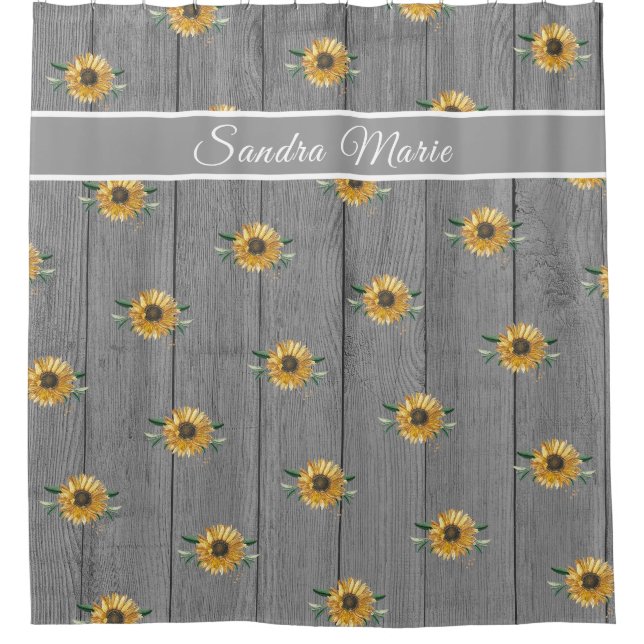 Rideaux De Douche Russe Golden Yellow Sunflower Wood | (Devant)