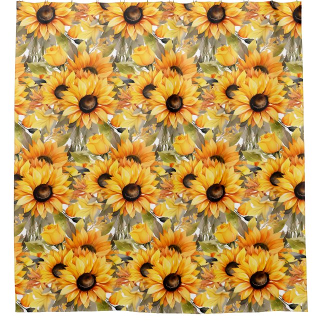 Rideaux De Douche Rustic Country Americana Sunflower Shower Curtains (Devant)
