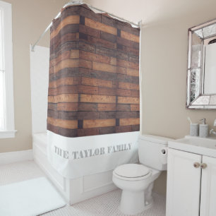 Rideaux De Douche Rustic Farmhouse Grange Monogramme Nom de famille