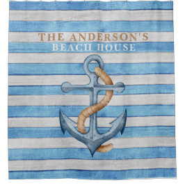 Rideaux De Douche Rustique Bois Famille Plage Maison Stripes Nautiqu