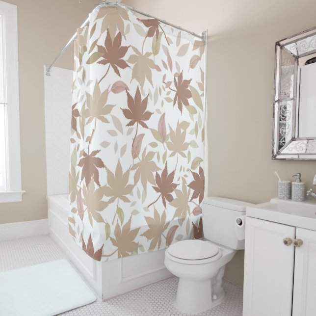 Rideaux De Douche Rustique Botanique Feuille Motif Automne Automne A (En situation)