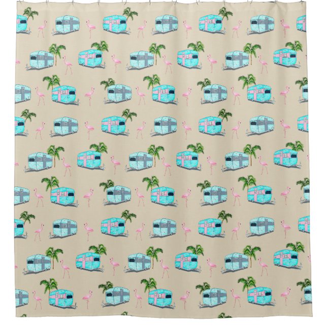 Rideaux De Douche RV Beach Camping avec Flamants roses (Devant)