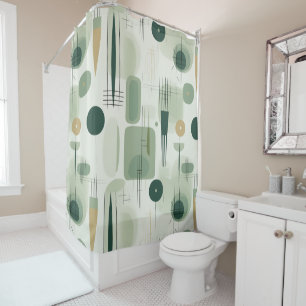 Rideaux De Douche Sage Green Mid Century Moderne Abstrait
