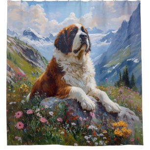 Rideaux De Douche Saint Bernard Champ Fleur sauvage Pittoresque