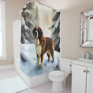 Rideaux De Douche Saint Bernard Laisser Neige Noël