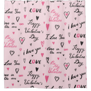Rideaux De Douche Saint-Valentin : Arrière - plan "Je t'aime".