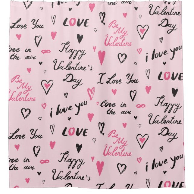 Rideaux De Douche Saint-Valentin : Arrière - plan "Je t'aime". (Devant)