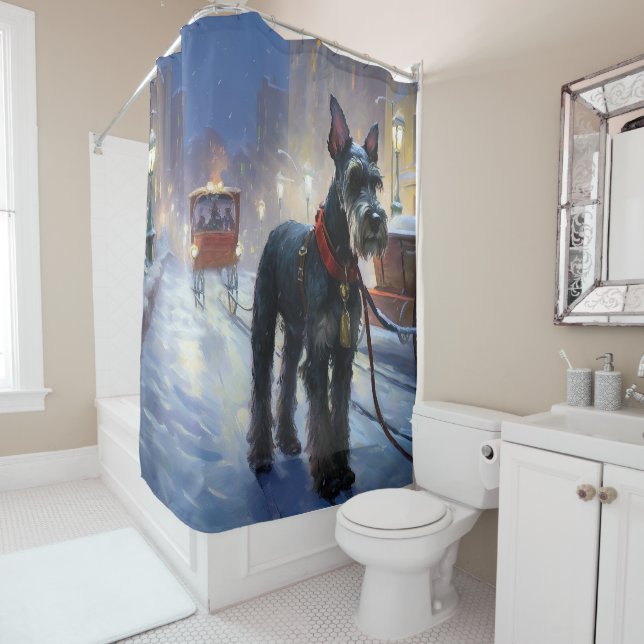 Rideaux De Douche Saison de Noël des Schnauzer miniatures (En situation)