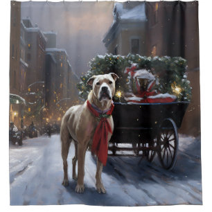 Rideaux De Douche Saison de Noël du American Staffordshire