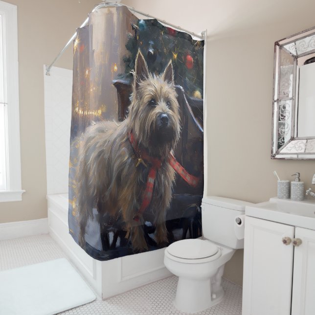 Rideaux De Douche Saison Festive de Noël à Cairn Terrier (En situation)
