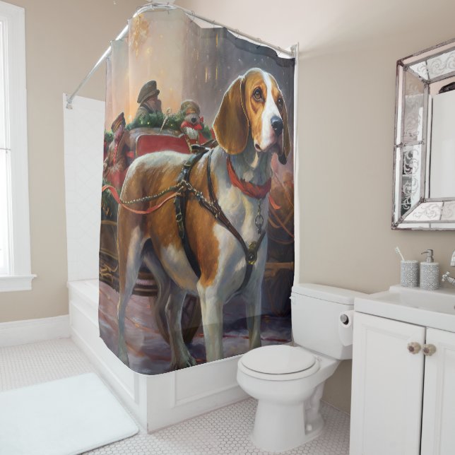Rideaux De Douche Saison festive de Noël beagle (En situation)