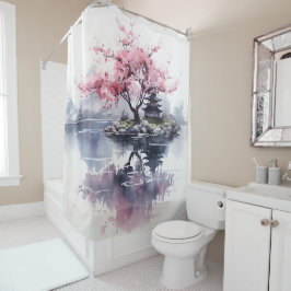 Rideaux De Douche Sakura fleurit sur le lac