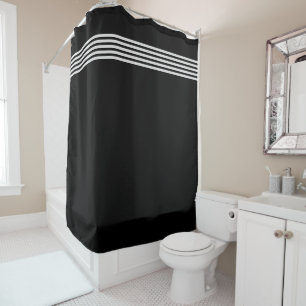Rideaux De Douche Salle de bain à rayures noir et blanc