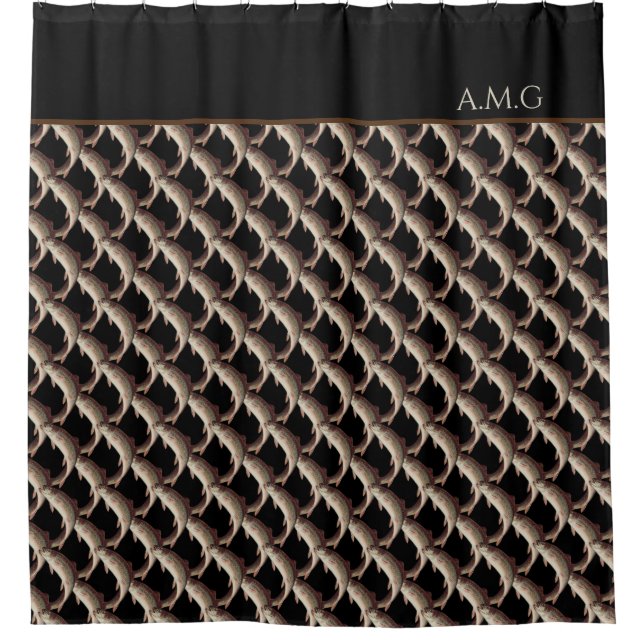 Rideaux De Douche Salle de bain moderne Black Fly Fishing Rainbow Tr (Devant)