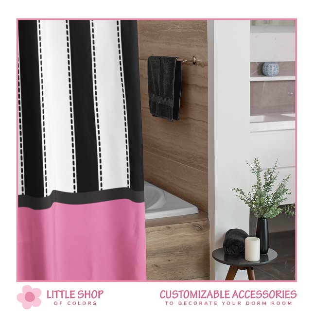 Rideaux De Douche Salle de bain privée moderne rose et noir (Créateur téléchargé)