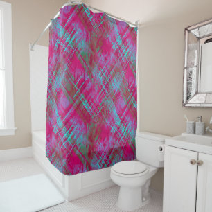 Rideaux De Douche Salle De Bain Tartan Rose Purple Aqua Plaid