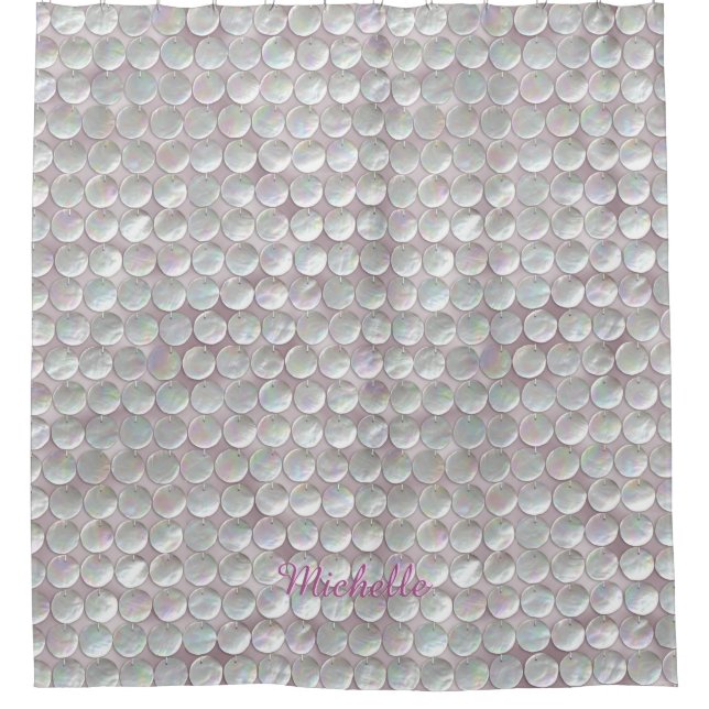 Rideaux De Douche Salle de bains nacrée rose de paillettes (Devant)