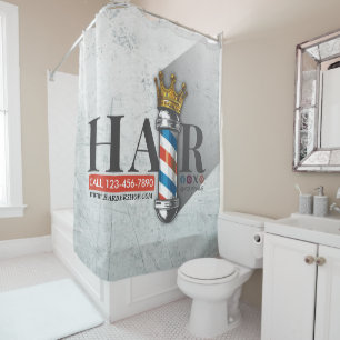 Rideaux De Douche Salon de coiffure Barber Hair Shop King Crown Mât