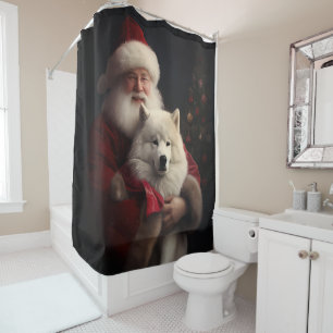Rideaux De Douche Samoyé Avec Noël Festif Du Père Noël