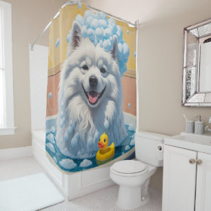 Rideaux De Douche Samoyed Dégoulinant Endormi Mignon Drôle 